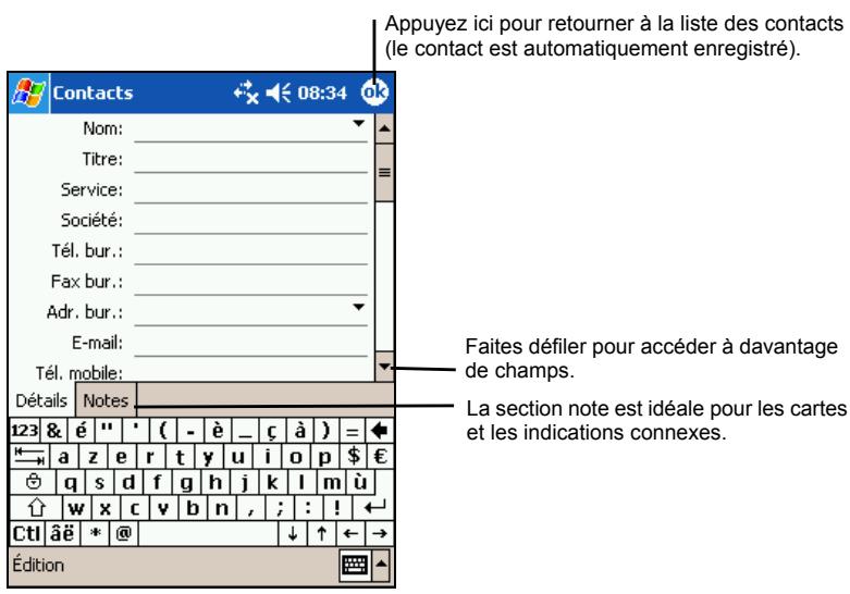 MIO 336BT - Dans contacts, appuyez sur nouv. - 1