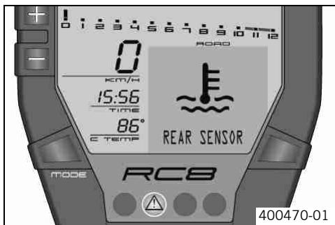 KTM 1190 RC8 FR - Remarques / messages d'advertisement sur le tableau de bord - 6