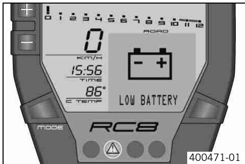 KTM 1190 RC8 FR - Remarques / messages d'advertisement sur le tableau de bord - 2