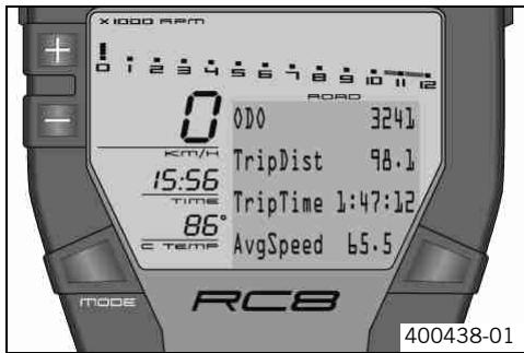 KTM 1190 RC8 FR - Remarques / messages d'advertisement sur le tableau de bord - 9