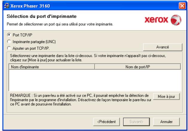 XEROX PHASER 3140 - La liste des imprimantes disponibles sur le réseau s'affiche. - 1