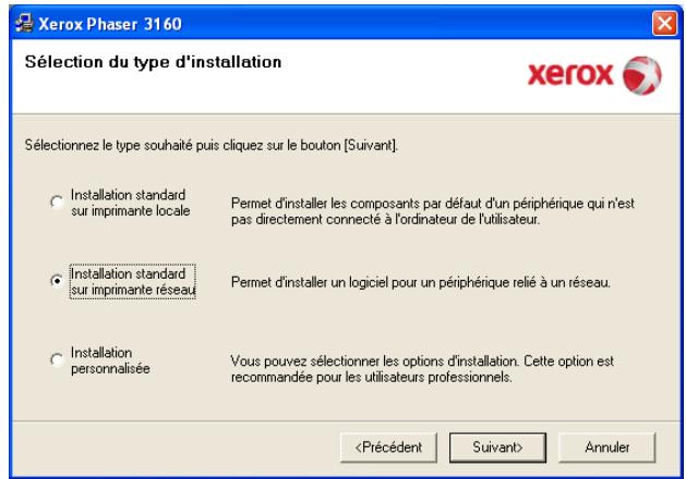 XEROX PHASER 3140 - Sélectionnez Installation standard sur imprimante réseau. Ensuite, cliquez sur Suivant. - 2