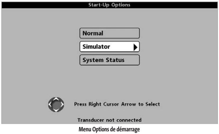 HUMMINBIRD 947C - MENU OPTIONS DE DEMARRAGE - 1