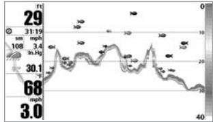 HUMMINBIRD 947C - Réglage de la fenêtre sonar en temps réel : - 2