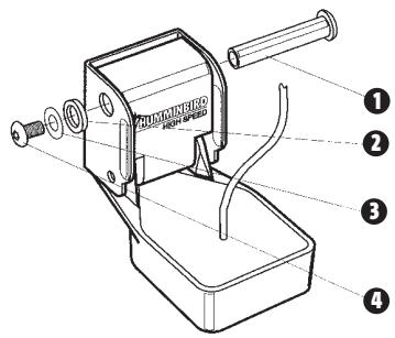 HUMMINBIRD 947C - Montage du transducteur et du pivot sur le support : - 1