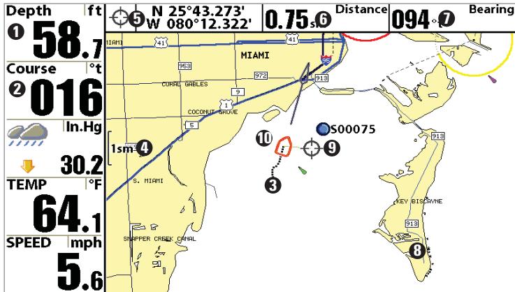 HUMMINBIRD 957C - Mode d'affichage Cartographique - 1