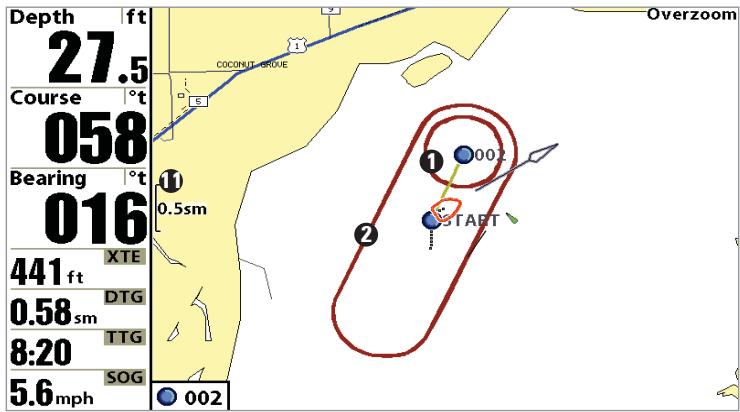 HUMMINBIRD 957C - Alarme hors-route - 1
