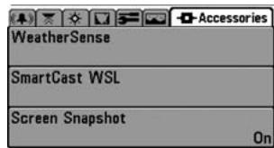 HUMMINBIRD GPS 737 - Onglet Accessoires du menu principal - 2