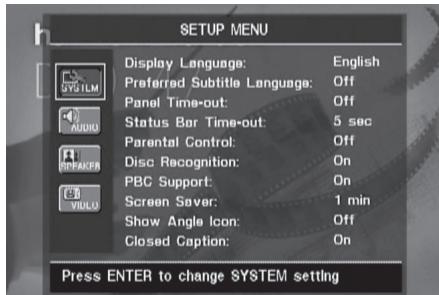 HARMAN KARDON CINEFORTUNE 200 - Menu de paramétrage - 1