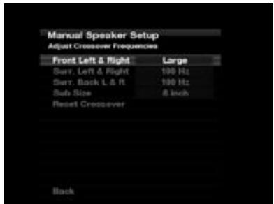 HARMAN KARDON AVR 260 - Régler Menu des fréquences d'intersection - 1