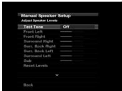 HARMAN KARDON AVR 260 - Quatrième étape – Paramétrer manuellement les niveaux de sortie de canaux - 1