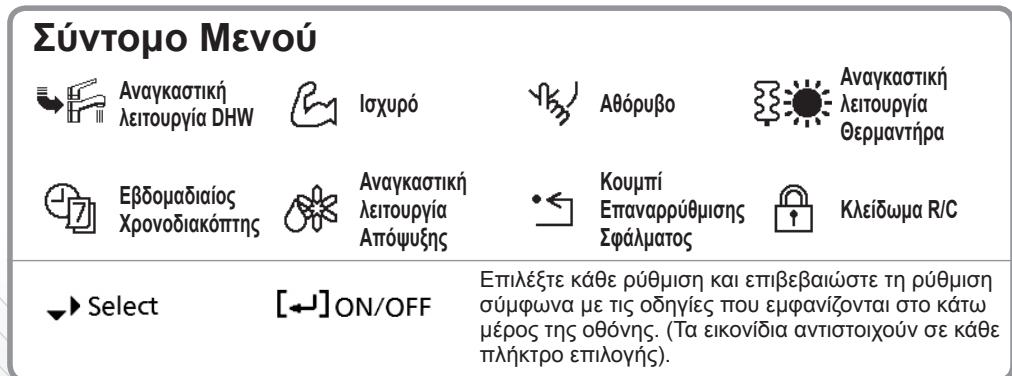 PANASONIC WHMXC12H6E5 - Tpóπoç xρήσης tou Σύντομου Mενου - 3