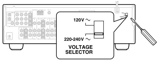 ONKYO HT-SR600 - Réglage du sélecteur de tension (sur certains modèles) - 1