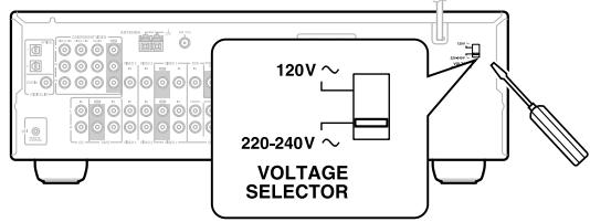ONKYO HT-SR600 - Ajustar el selector de voltaje (en algunos modelos) - 1