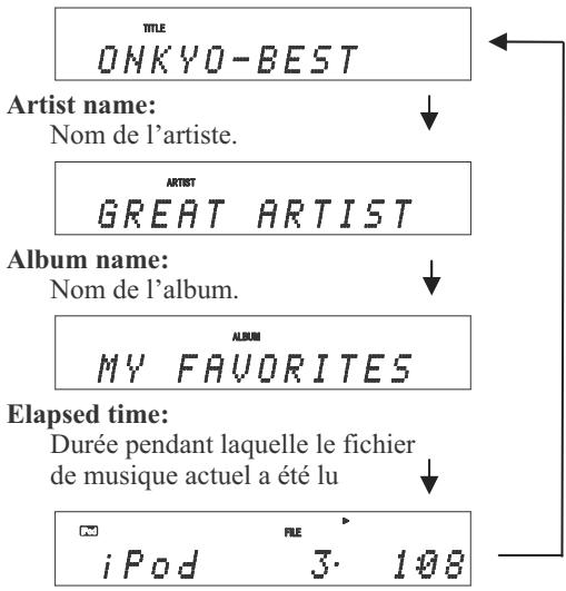 ONKYO CR-445 - Affichage des données d'infos du fichier musical - 2