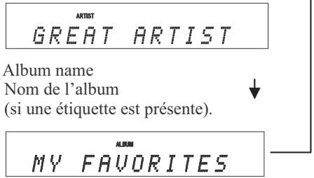 ONKYO CR-445 - Durant la lecture, appuyez plusieurs fois sur le bouton [display] pour afficher les informations MP3 / WMA suivantes. - 3