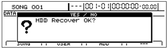 BOSS BR-1600 CD - Appuyez sur [F2] (RECOVER) ou amenez le curseur sur "RECOVER" et appuyez sur [ENTER/YES]. - 2