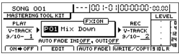 BOSS BR-1600 CD - Amenez le curseur sur le numero de patch du Mastering Tool Kit. - 1