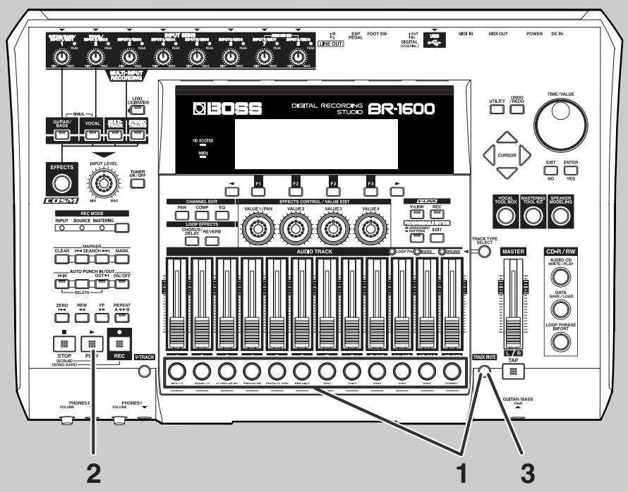 BOSS BR-1600 CD - Etouffer une piste momentanément (Track Mute) - 1