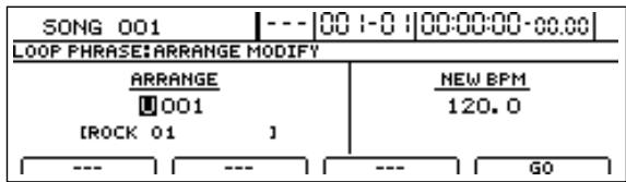 BOSS BR-1600 CD - Amenez le curseur sur "ARR. MODIFY" et appuyez sur [ENTER/YES]. - 1
