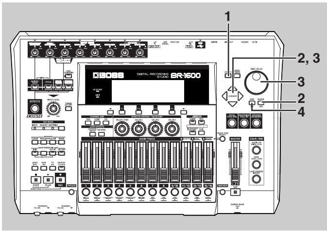 BOSS BR-1600 CD - Changement du point de mesure des vumêtres (Pre/Post Fader) - 1