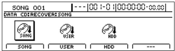 BOSS BR-1600 CD - Appuyez sur [F2] (RECOVER) ou amenez le curseur sur "RECOVER" et appuyez sur [ENTER/YES]. - 1