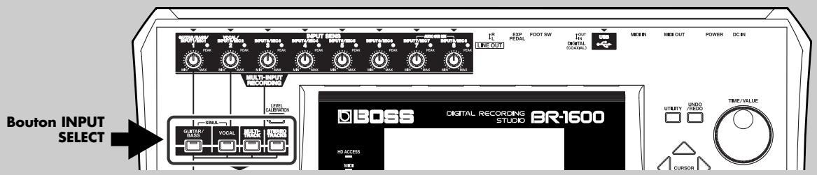 BOSS BR-1600 CD - Selection d'une source d'enregistrement (Input Select) - 1