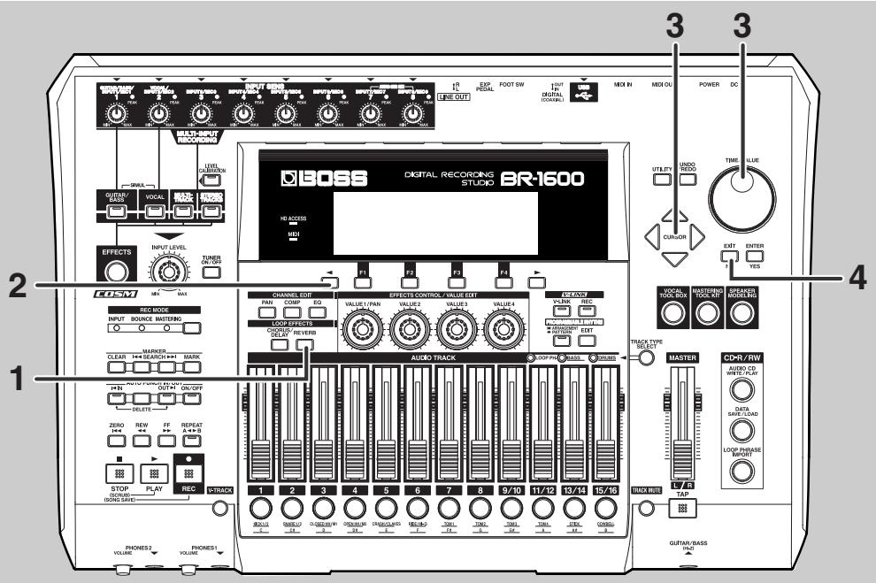 BOSS BR-1600 CD - Applique de la réverbération pendant l'enregistrement - 1