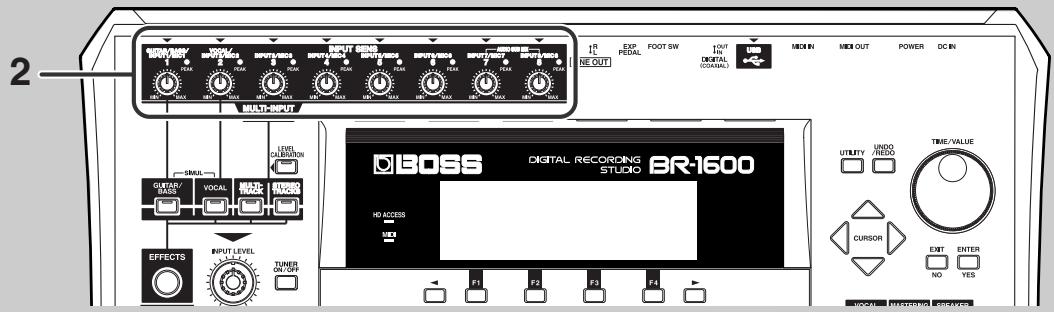 BOSS BR-1600 CD - Réglage du niveau d'entrée (Input Sens) - 1
