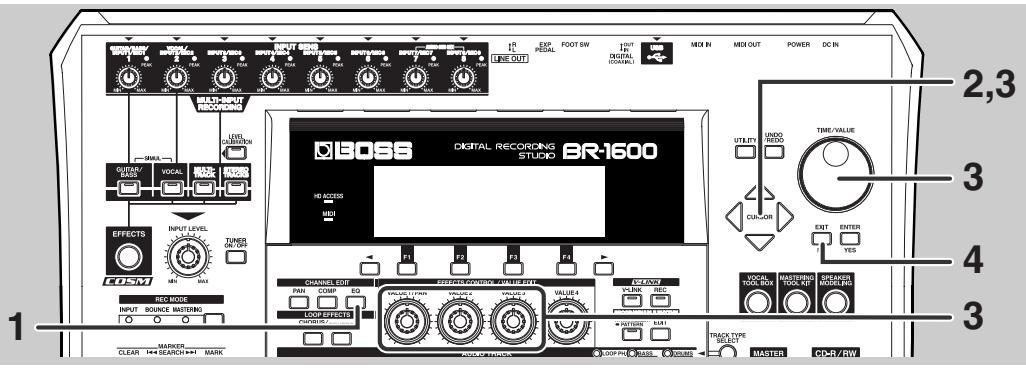 BOSS BR-1600 CD - Régler la tonalité de chaque piste (égaliseur) - 1
