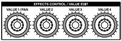 BOSS BR-1600 CD - Commandes VALUE 1/PAN, VALUE 2, VALUE 3 et VALUE 4 - 1