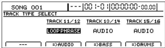 BOSS BR-1600 CD - Appuyez sur [F2] pour selectionner "LOOP PHRASE" pour les pistes 11/12. - 1