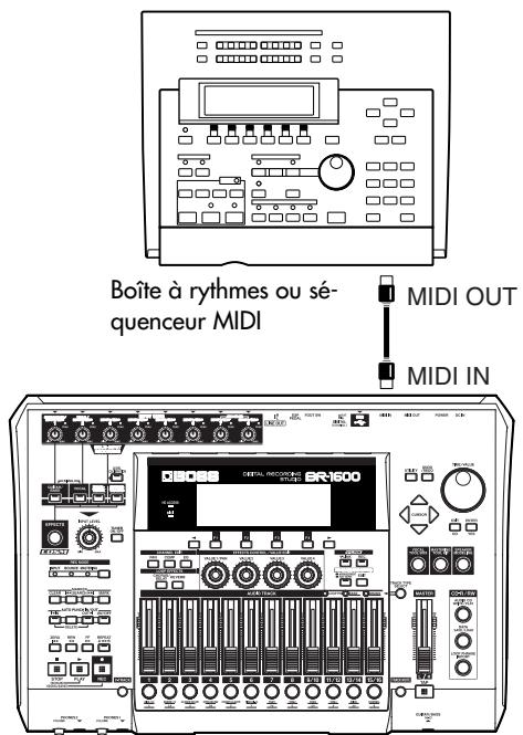 BOSS BR-1600 CD - Synchronisation d'un appareil MIDI sur base d'un code enregistré avec le BR-1600CD (Sync Track) - 1