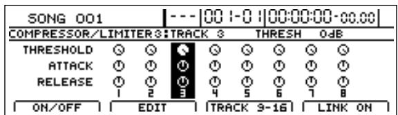 BOSS BR-1600 CD - Amenez le curseur sur la piste dont vous poulez régler les paramètres de compression. - 1