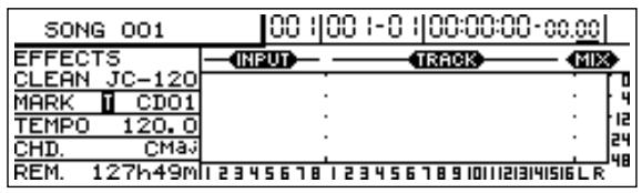 BOSS BR-1600 CD - Maintenez [TAP] enforcé et appuyez sur [MARK]. - 1