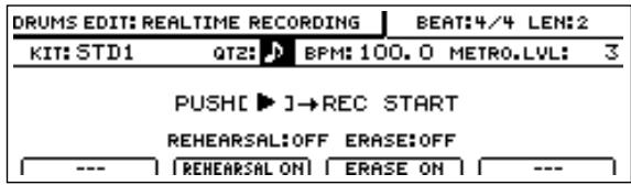 BOSS BR-1600 CD - Amenez le curseur sur "QTZ" à la page d'attente d'enregistrement en temps réel. - 1