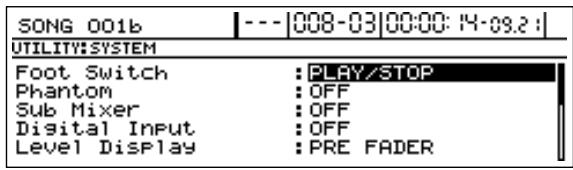 BOSS BR-1600 CD - Amenez le curseur sur SYSTEM et appuyez sur [ENTER/YES]. - 1
