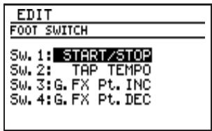 BOSS DR-880 - Amenez le curseur sur l'icône "FOOT SWITCH" et appuyez sur [ENTER]. - 1