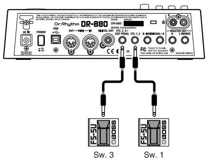 BOSS DR-880 - Connexion d'un seul fs-5u à chaque prise - 1
