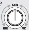 ZOOM R16 - Réglez la sensibilité d'entrée avec le bouton [GAIN]. PEAK GAIN - 2