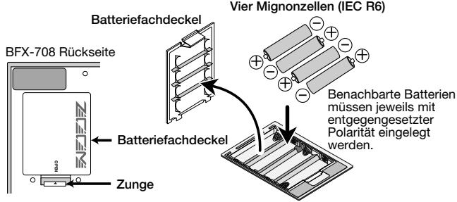 ZOOM BFX708 - Einlagen der Batterien - 1