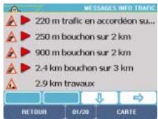 VIAMICHELIN NAVIGATION X-950T - Afficher liste messages traffic - 1