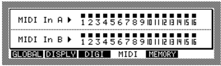 AKAI Z4 - Appuyez sur la touche utilities, puis sélectionnez la page MIDI illustrée ci-dessous. - 1