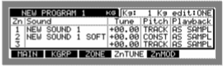 AKAI Z4 - Appuyez sur "zn TUNE - 1