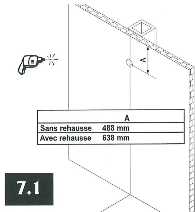 SUPRA VALLOIRE 2 - 1ER cas : raccordement horizontal : le conduit de cheminée se trouve derrière le mur d'appui - 2