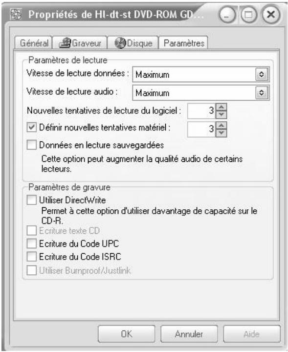 PINNACLE DVD INSTANTCD+DVD - Propriétés des périphériques : paramètres - 1