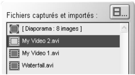 PINNACLE DVD INSTANTCD+DVD - Fenêtre fichiers capturés et importés - 1