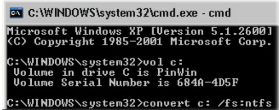 PINNACLE STUDIO 11 - Pour convertir une partition FAT32 en une partition NTFS : - 1