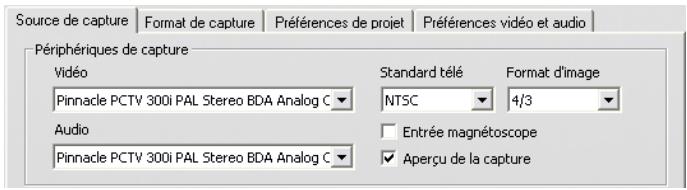 PINNACLE STUDIO 11 - Pour sélectionner un périphérique d'acquisition : - 1