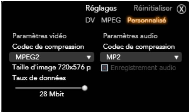 PINNACLE STUDIO ULTIMATE COLLECTION - La fenêtre des options de compression - 1